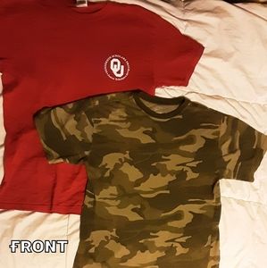 Uni-sex tee shirts, camo tee, and boomer sooner tee (6$ each)